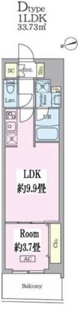 GARDEN XAVIS門前仲町(1LDK/3階)の間取り写真