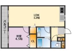 アザレアハイツ蒲池(2DK/2階)の間取り写真