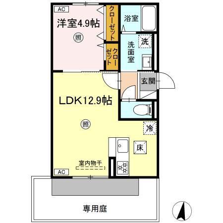D-RESENA和田(1LDK/1階)の間取り写真