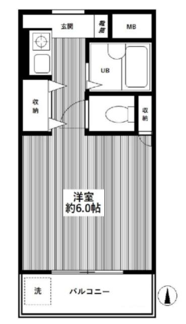 グロワール(ワンルーム/2階)の間取り写真