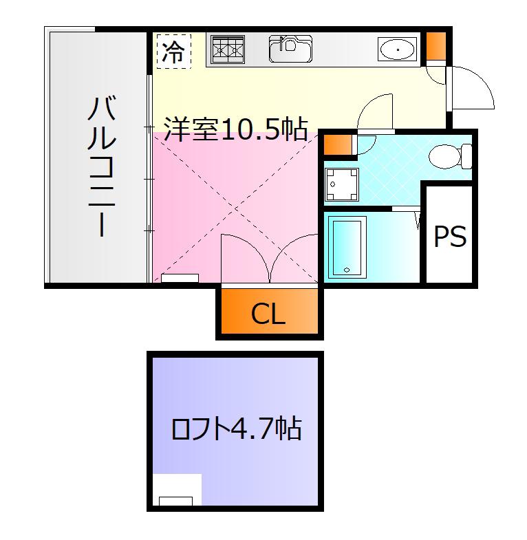 広島電鉄江波線 舟入幸町駅 徒歩2分 9階建 築22年(ワンルーム/6階)の間取り写真