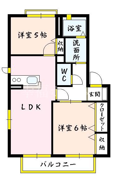パークサイドしぎの(2LDK/2階)の間取り写真