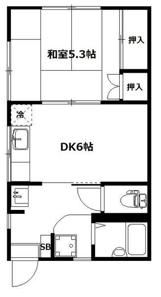 PROSPER六ッ川(1DK/2階)の間取り写真