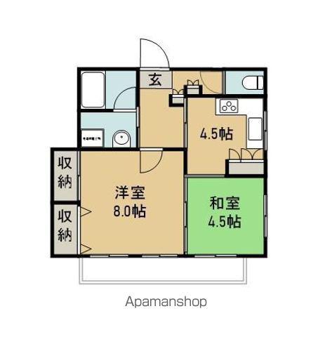東大淀コーポ(2K/2階)の間取り写真