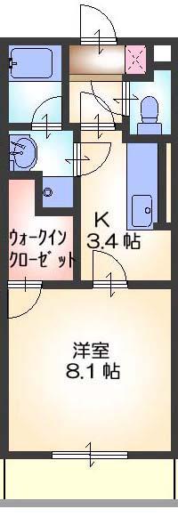 名鉄名古屋本線 本星崎駅 徒歩12分 4階建 築18年(1K/2階)の間取り写真