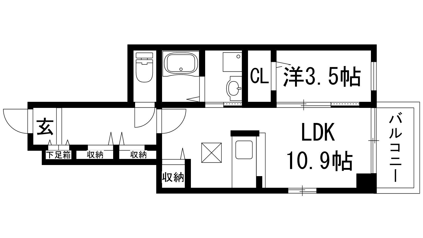 クレール宝塚(1LDK/1階)の間取り写真