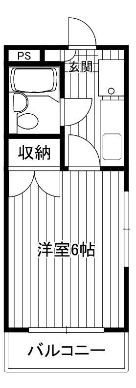 サンライト国立(1K/2階)の間取り写真