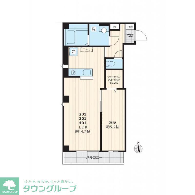 ユアメゾン東中野I(1LDK/2階)の間取り写真
