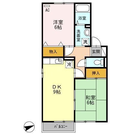 フォレスト久山A(2DK/2階)の間取り写真