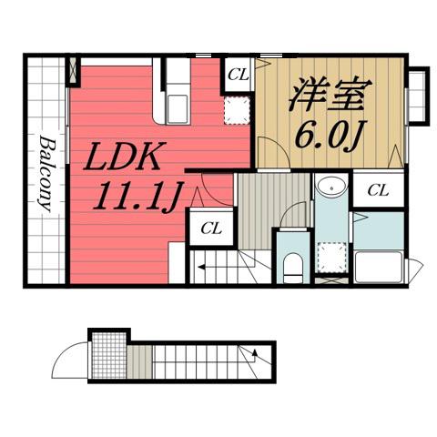 エスポワール/星久喜(1LDK/2階)の間取り写真