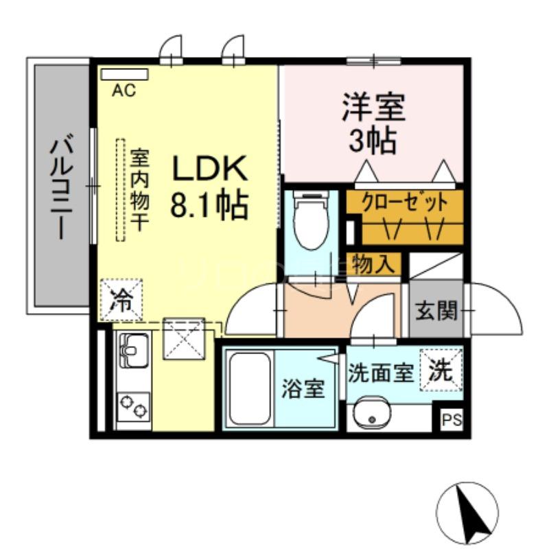 エネイブル(1LDK/1階)の間取り写真