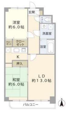 ウイング東葛西(2LDK/1階)の間取り写真