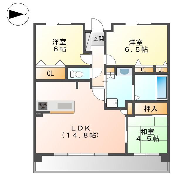 WILLDO黒川(3LDK/3階)の間取り写真
