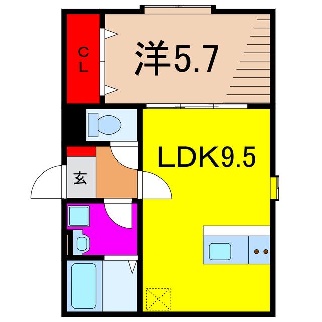 IRIS COURT TX六町(1LDK/2階)の間取り写真