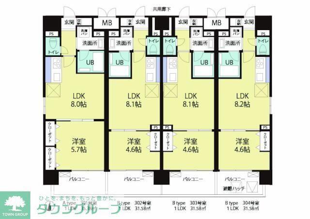 湘南辻堂駅前マンション(1LDK/4階)の間取り写真