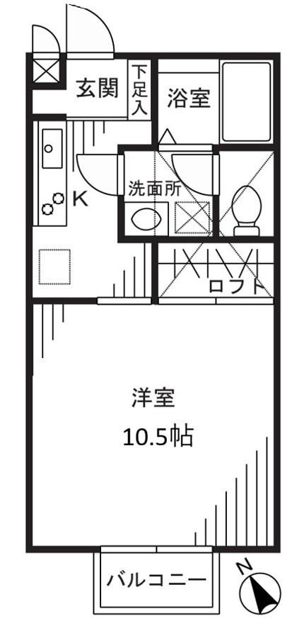 アムール・マコ(1K/2階)の間取り写真