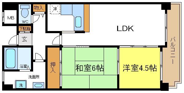ふれあぷらんどーる(2LDK/2階)の間取り写真