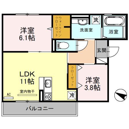 エクセレント曙川東II(2LDK/1階)の間取り写真