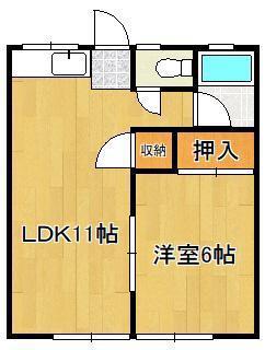 パラシオン折尾(1LDK/1階)の間取り写真