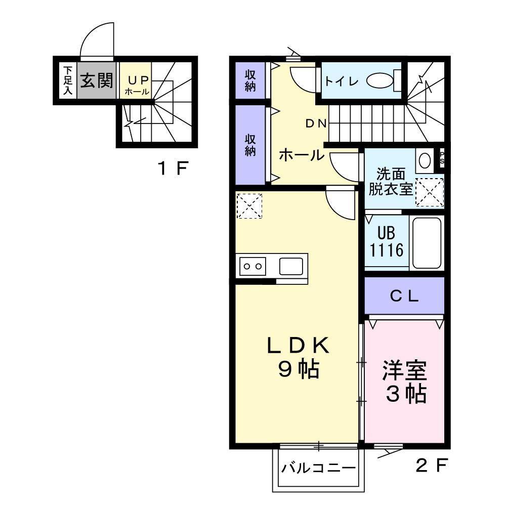 シャンテ二軒茶屋(1LDK/2階)の間取り写真