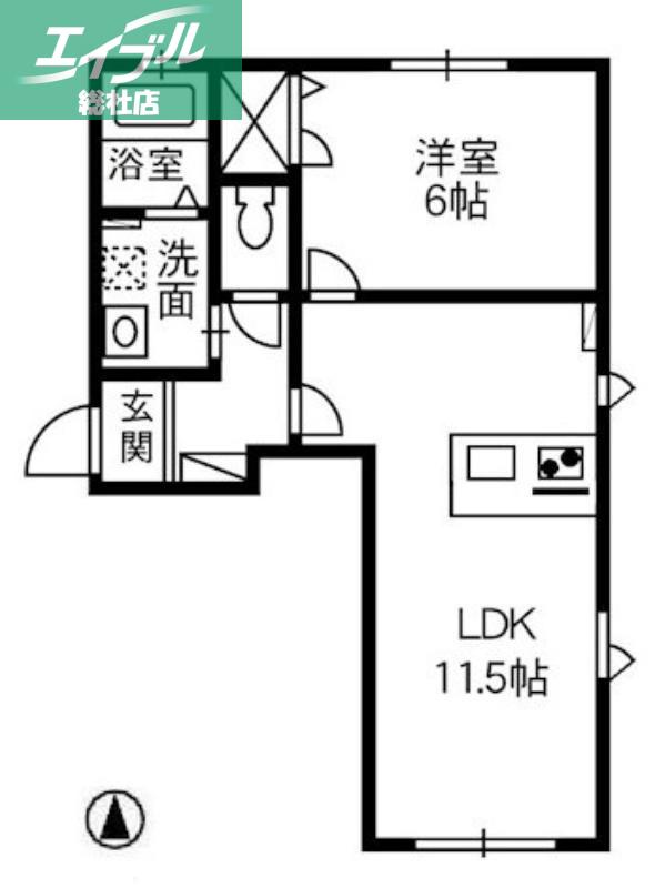 プランドールA(1LDK/1階)の間取り写真