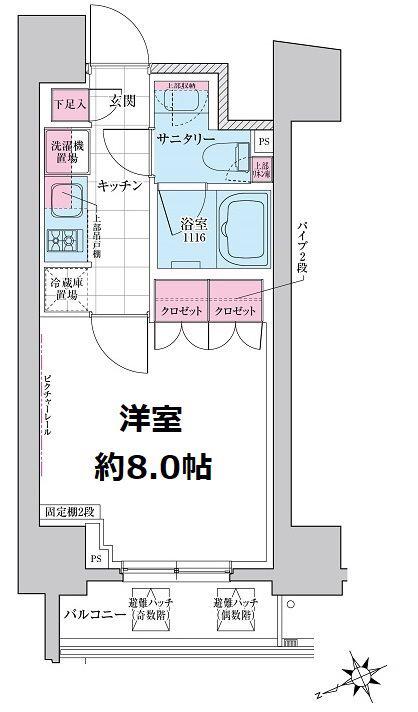 ステラメゾン三軒茶屋(1K/7階)の間取り写真