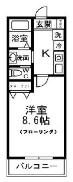 キャメル浦和美園IV(1K/1階)の間取り写真