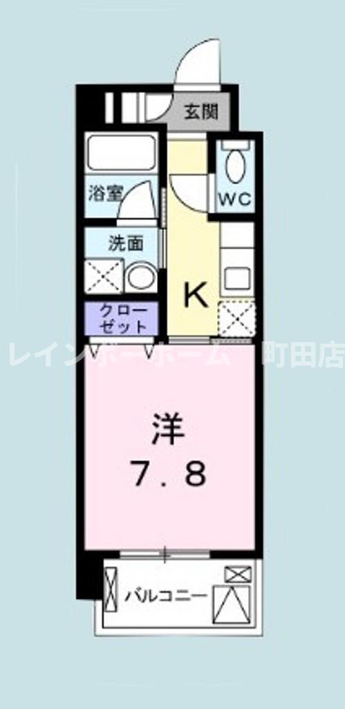 カルムC(1K/2階)の間取り写真
