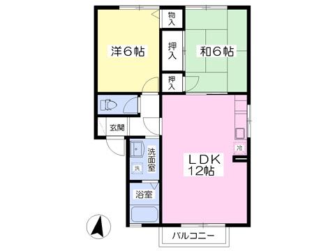 ウィルコート桜台(2LDK/2階)の間取り写真
