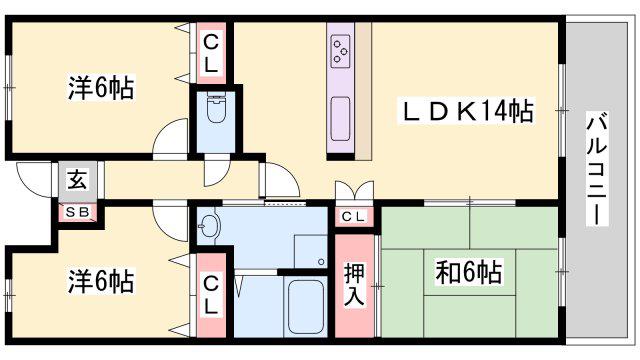 RIVER OAK(3LDK/2階)の間取り写真