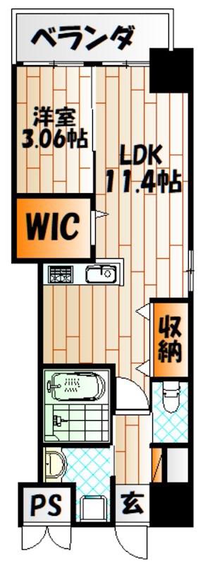 スマート大手町(1LDK/12階)の間取り写真