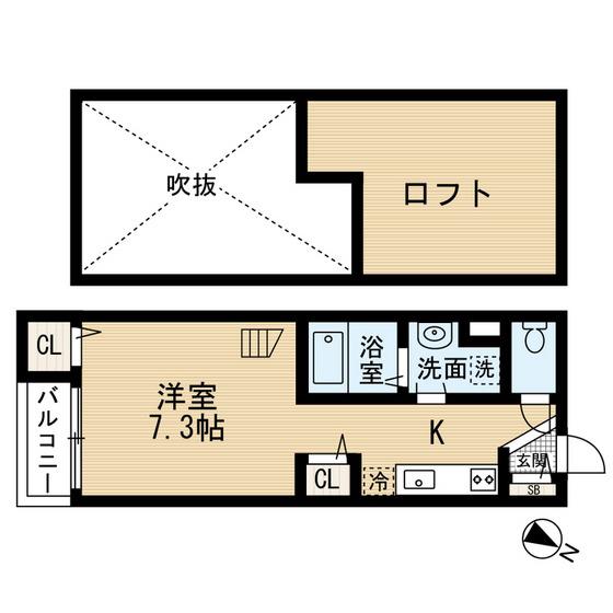 34-倶楽部ハウス”R”(ワンルーム/2階)の間取り写真
