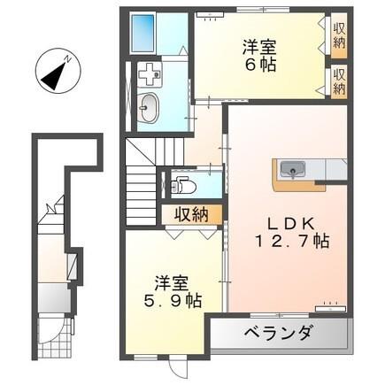 ティアラ(2LDK/2階)の間取り写真