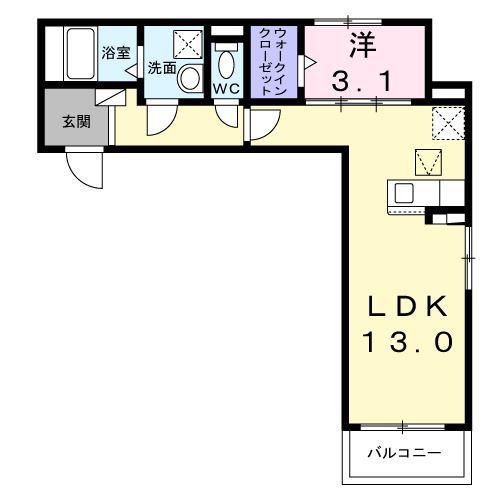 カーサ アヴァンツァーレ(1LDK/1階)の間取り写真