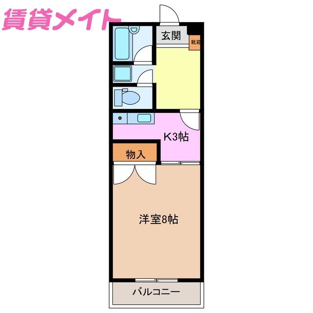 ハイマンション日永西 B棟(1K/2階)の間取り写真