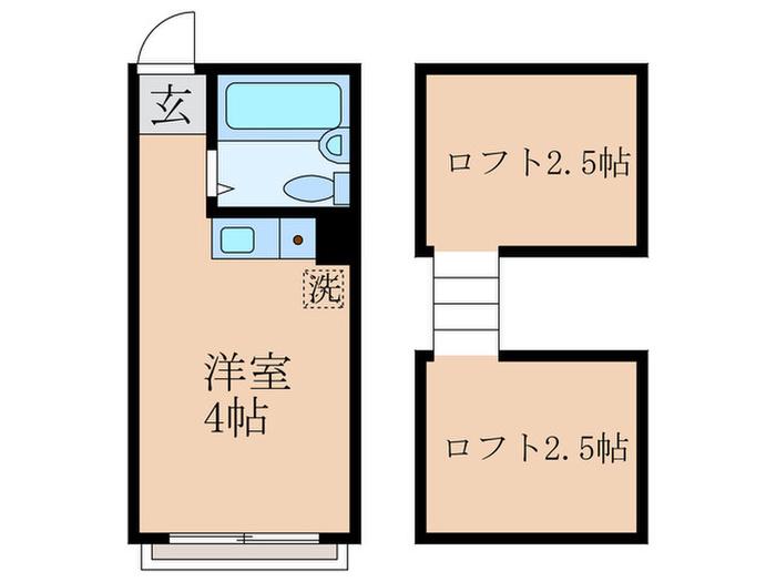 上高田ハイム(ワンルーム/1階)の間取り写真