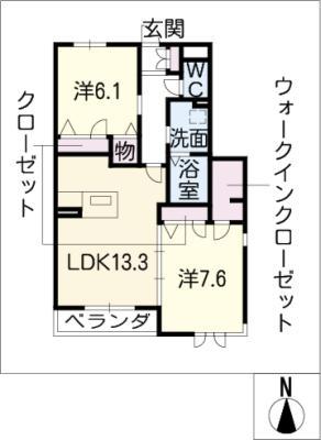 ベレオ浄水(2LDK/3階)の間取り写真