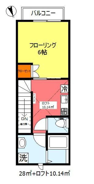 グロース上池台(1K/2階)の間取り写真