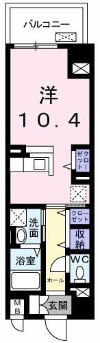 アヴリル(ワンルーム/4階)の間取り写真