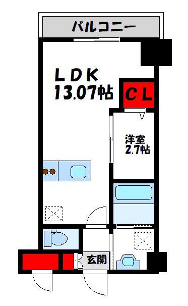 エミネント水巻駅前(1LDK/3階)の間取り写真