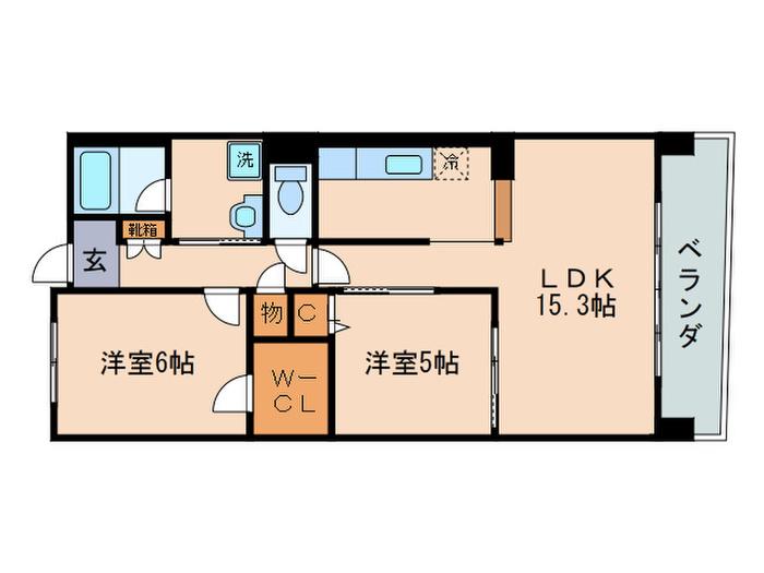 ヴィヴァーチェ(2LDK/1階)の間取り写真