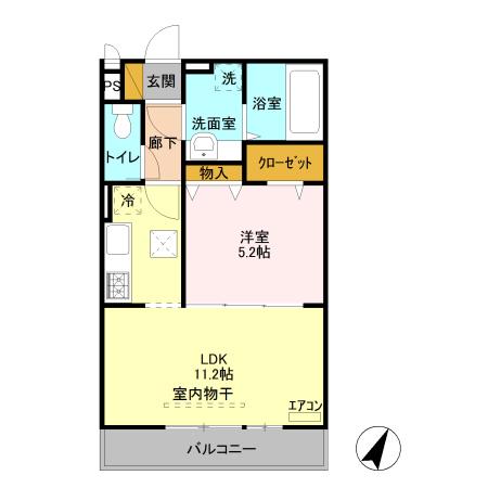 カンプノウ(1LDK/1階)の間取り写真