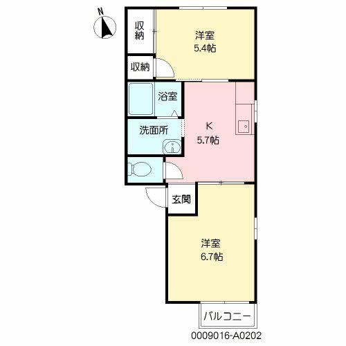フレグランスKN(2DK/2階)の間取り写真