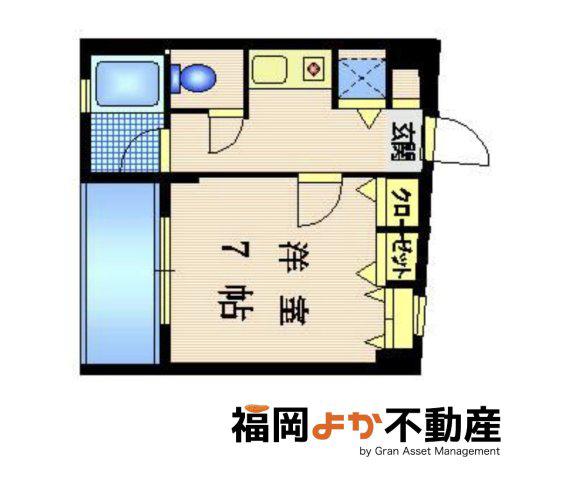 ロイヤルコンフォート別府7(1K/6階)の間取り写真