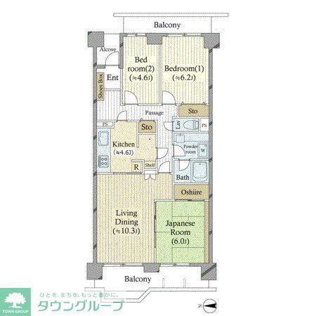 パークシティ溝の口A棟(3LDK/9階)の間取り写真