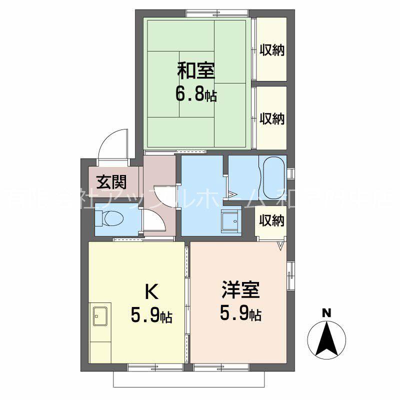 ロジュマンイズミF棟(2DK/1階)の間取り写真