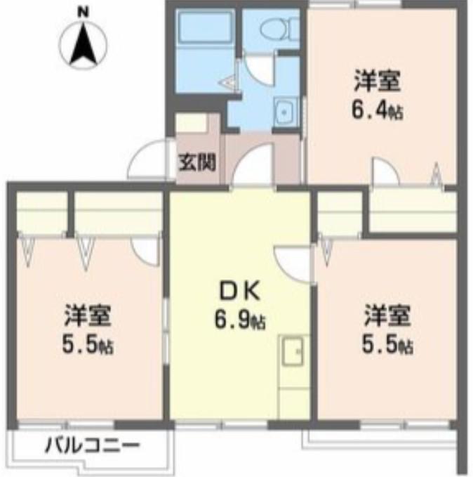 タウニィ高松(3DK/2階)の間取り写真