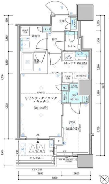 パークタワー勝どき サウス棟(1LDK/5階)の間取り写真