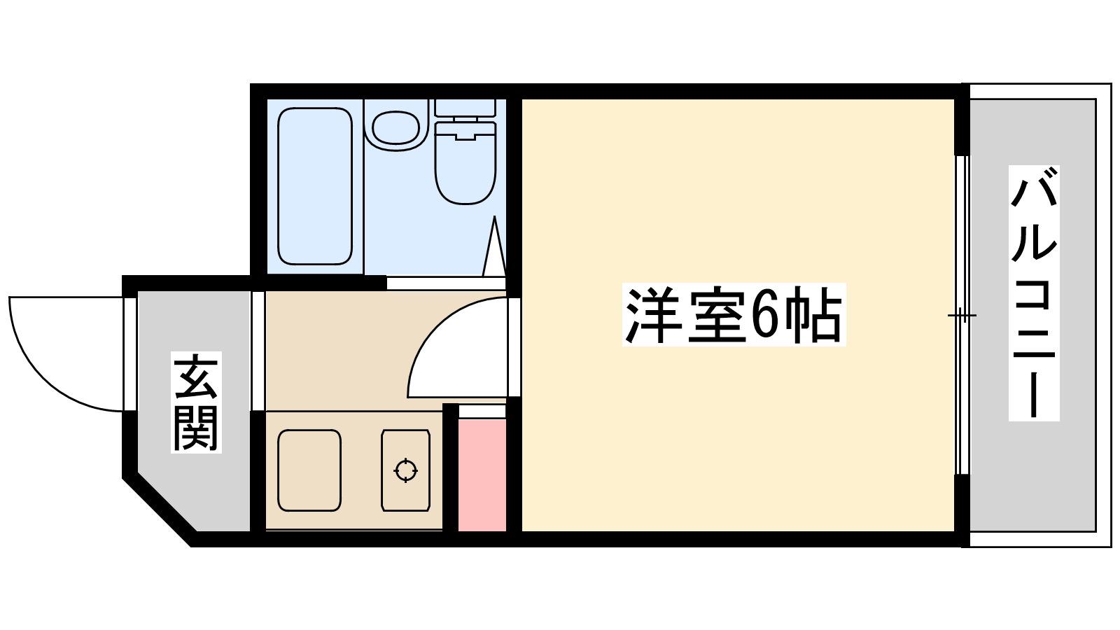 パシフィック北野(1K/6階)の間取り写真