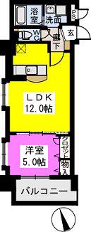 ウィルマーレ(1LDK/6階)の間取り写真